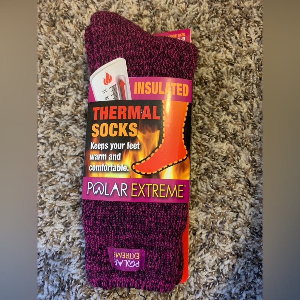 Women’s Polar Extreme Thermal Sock Shoe Size 5-9 (1 Pair) PINK/BLACK Warm New